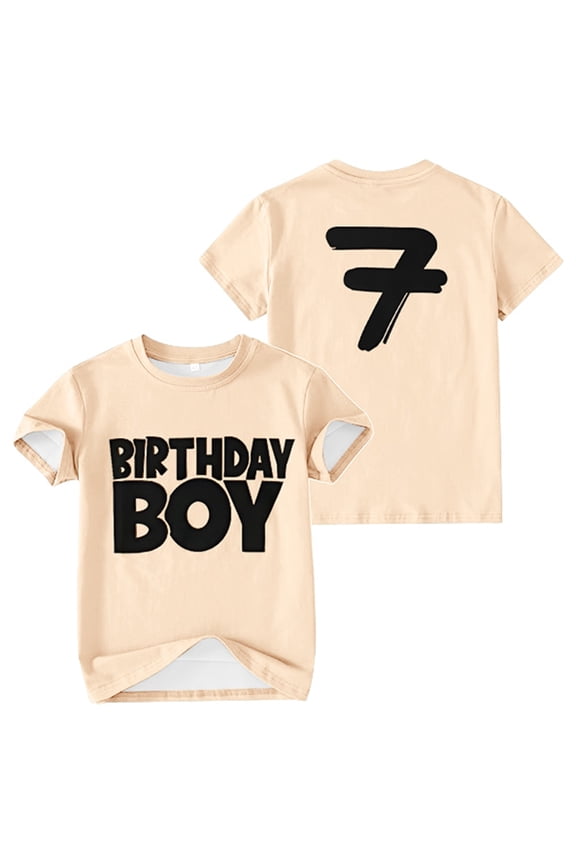 Toddler Boys Birthday T Shirt Letter Print Short Sleeve Crew Neck T-Shirt, Sizes 1-2T