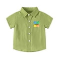 thumbnail image 1 of WOYY Toddler Boys Button down Shirt Short Sleeved Collared Shirt Comfortable Casual Shirts, 1 of 3
