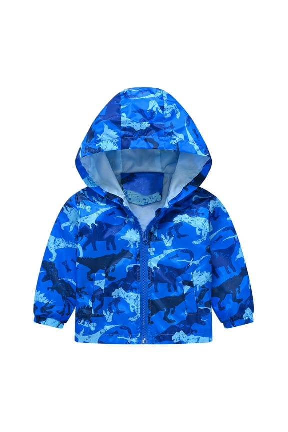 Toddler Boys Cartoon Prints Windbreaker Lightweight Hooded Outerwear Jacket, Sizes 12M-5T