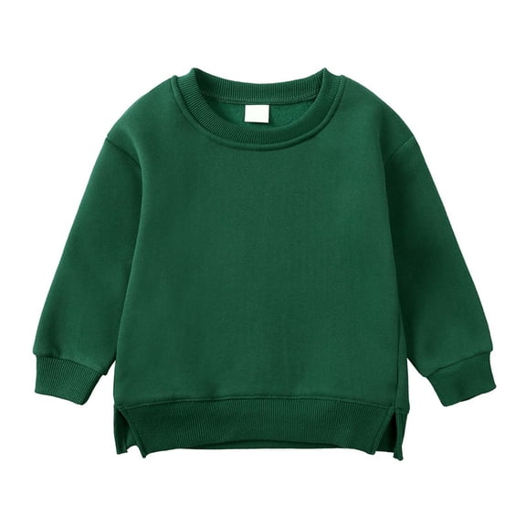 WOYY Toddler Boys Casual Cotton Sweatshirt Kids Solid Color Crewneck Pullover Top
