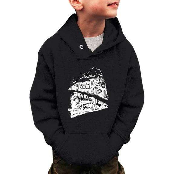 WOYY Toddler Boys Hoodie Train Print -Lined Hooded Sweatshirt Pullover Kids Shirt