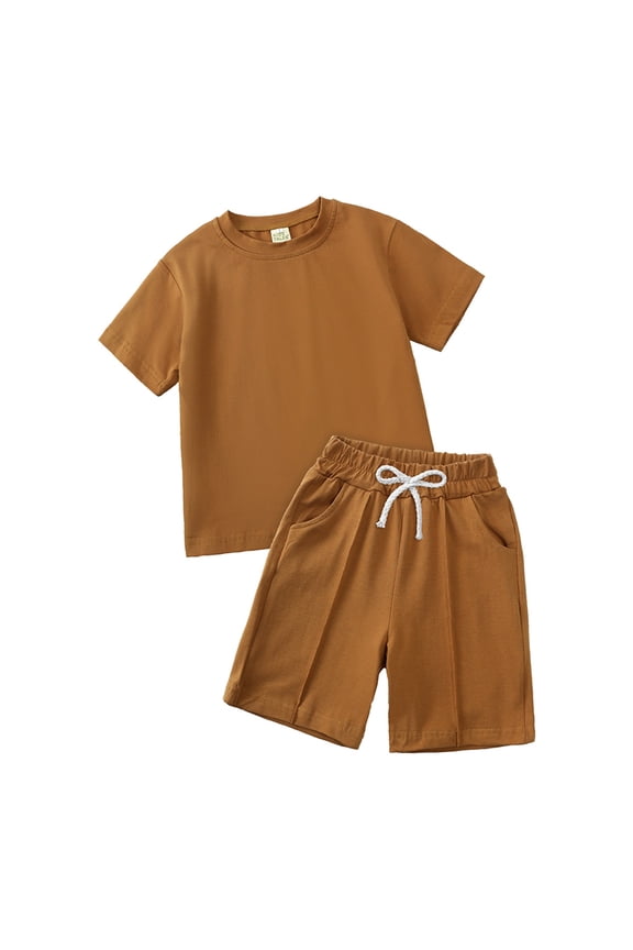 Toddler Boys Casual Outfits Cotton Short Sleeve T-Shirt Shorts Set, Sizes 4-5T