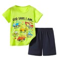 thumbnail image 1 of WOYY Toddler Boys Casual Outfits Excavator Print Short Sleeve T-Shirt Shorts Summer Clothes Set, Sizes 4-5T, 1 of 3