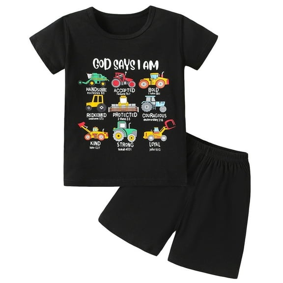 WOYY Toddler Boys Casual Outfits Short Sleeve Graphic T-Shirt Shorts Set, Sizes 3-4T