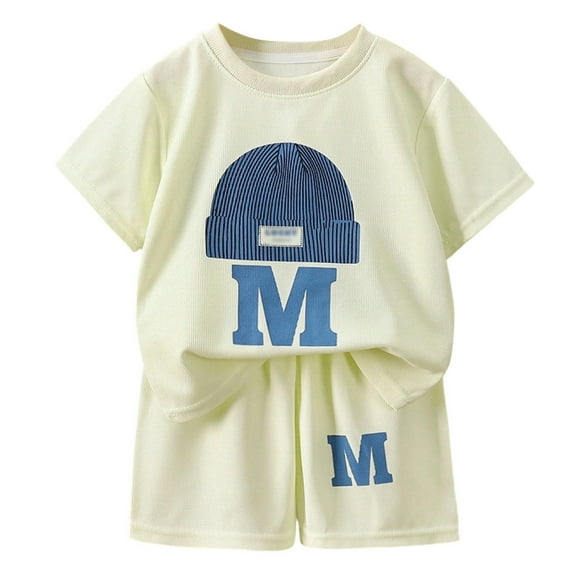 WOYY Toddler Boys Casual Outfits Short Sleeve T Shirt Shorts Set for Kids, Sizes 4-5T