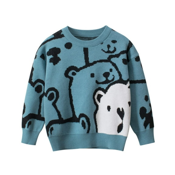 WOYY Toddler Boys Casual Sweater Cartoon Dinosaur Knit Round Neck Pullover Jumpers