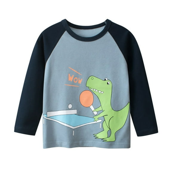 WOYY Toddler Boys Casual T-Shirt Dinosaur Print Long Sleevd T Shirt Cotton Kids Undershirt