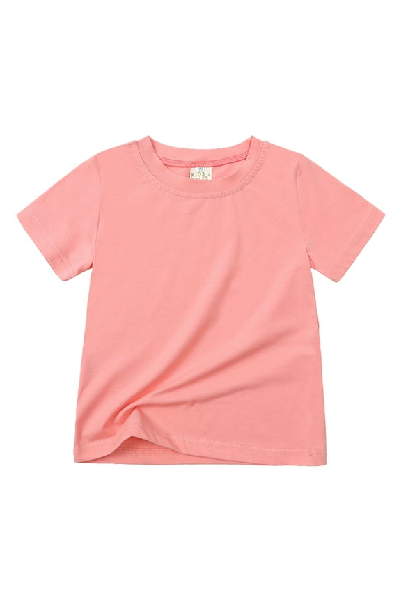 Toddler Boys Cotton Casual T-Shirt Summer Solid Short Sleeved Plain T Shirt,Pink