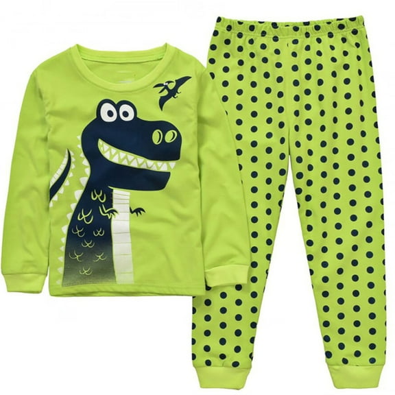 WOYY Toddler Boys Cotton Pajamas Dinosaur Cozy Long Sleeved Top Pants Pj's, Sizes 3-4T