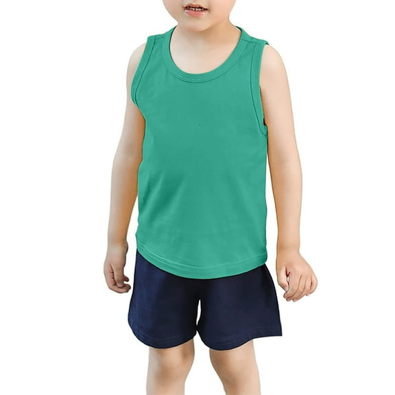 WOYY Toddler Boys Cotton Tank Top Solid Color Summer Sleeveless Vest Undershirt, Sizes 1-9