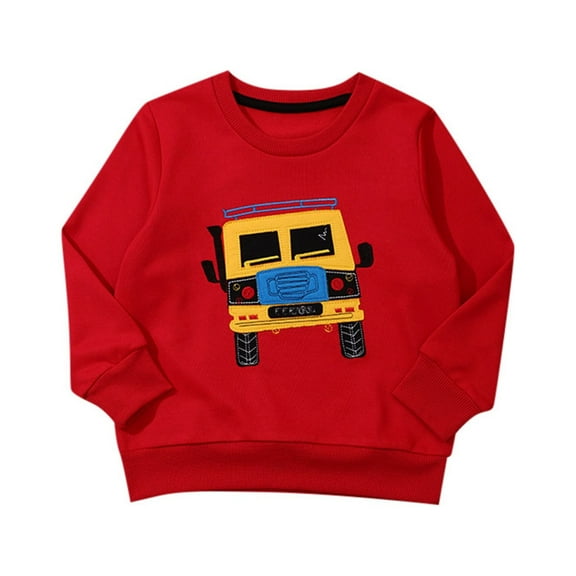 WOYY Toddler Boys Crewneck Sweatshirt Long Sleeve Truck Shirt Winter Clothes Pullover Tops