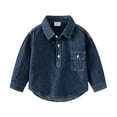 thumbnail image 1 of WOYY Toddler Boys Denim Button Up Shirt Long Sleeve Solid Casual Shirt for Children, 1 of 3