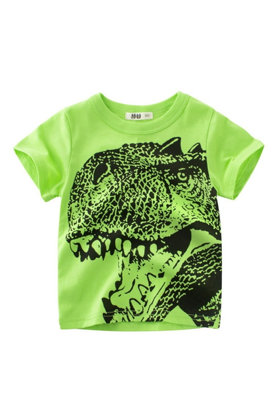 Toddler Boys Dinosaur Graphic T-Shirt Short Sleeve Cotton T Shirt, Green