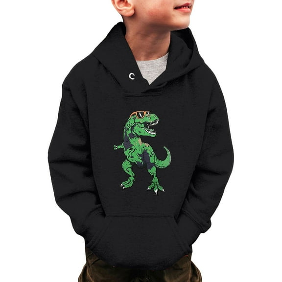 WOYY Toddler Boys Dinosaur Hoodie Active Casual Hooded Sweatshirt Sports Shirt, Sizes 3-4T