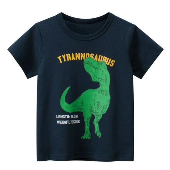 WOYY Toddler Boys Dinosaur Short Sleeve T-Shirt Cotton Casual T Shirt, Sizes 1-7 & Husky