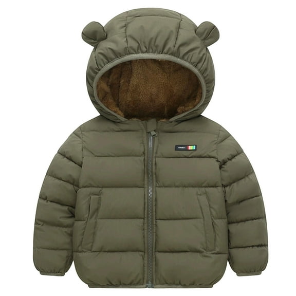 WOYY Toddler Boys Down Coat Warm Fleece Lined Hooded Zip Up Jacket Outerwear, Sizes 2-3T