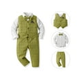 thumbnail image 1 of WOYY Toddler Boys Dress Suit Long Sleeve Plaid Shirt Tops Pants Vest with Bowtie 4Pcs Sets, 1 of 4