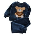 thumbnail image 1 of WOYY Toddler Boys Flannel Pajamas Bear Embroidery Long Sleeve Top Pants Pjs, Sizes 3-4T, 1 of 3