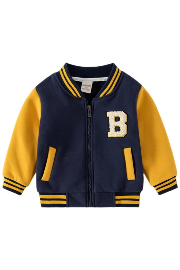 Toddler Boys Fleece Lined Bomber Jacket Zip Up Baseball Jacket Outerwear, Sizes 3-4T