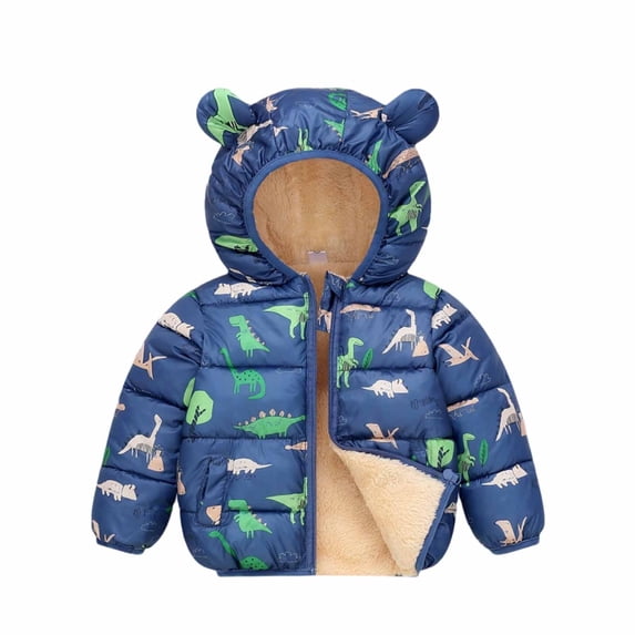 WOYY Toddler Boys -Lined Down Coat Cartoon Print Padded Jacket Outerwear, Sizes 3-4T