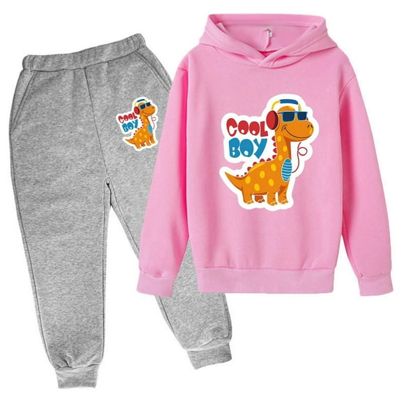 WOYY Toddler Boys Outfits Children's Dinosaur Hoodie Sweatpants Set, Sizes 4-5T