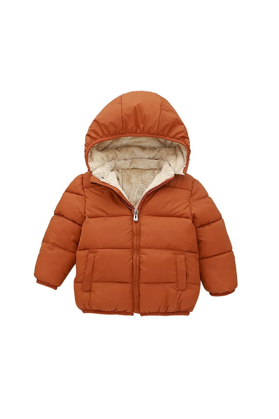 Toddler Boys Puffer Jacket Winter Warm Zipper Hooded Padded Coat, Sizes 2-3T