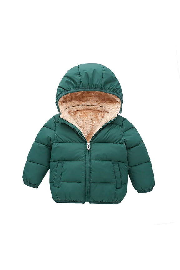 Toddler Boys Puffer Jacket Winter Warm Zipper Hooded Padded Coat, Sizes 3-4T