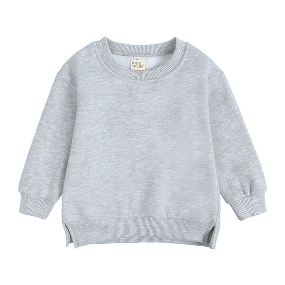 WOYY Toddler Boys Fleece Sweatshirt Children's Solid Pullover Sweatshirts, Grey