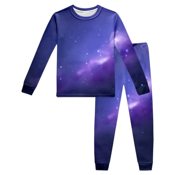 WOYY Toddler Boys Galaxy Pajamas Starry Sky Print Long Sleeved Top Pants Homewear Outfits
