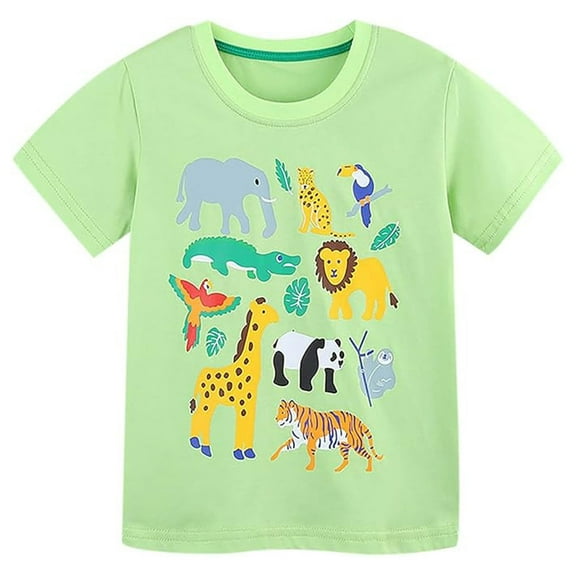 WOYY Toddler Boys Graphic T Shirt Animal Print Short Sleeve Summer T-Shirt, Sizes 12M-7Y