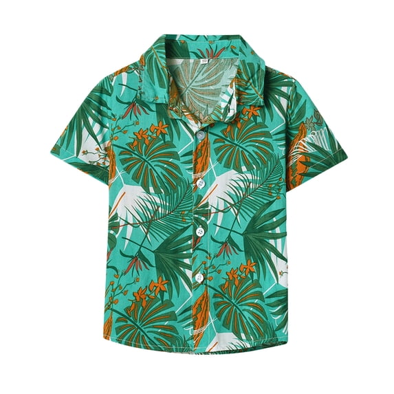 WOYY Toddler Boys Hawaii Beach Button Down Shirt Tropical Print Short Sleeve Holiday Shirt