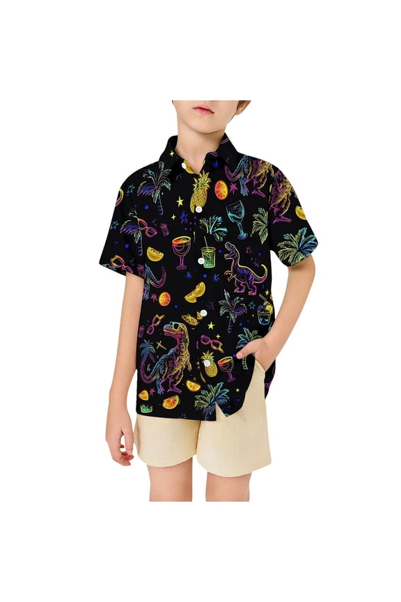 Toddler Boys Hawaii Beach Shirt Casual Short Sleeve Button Down Shirt, Sizes 3-4T