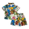 thumbnail image 1 of WOYY Toddler Boys Hawaii Outfits Summer Beach Button Down Shirt Shorts Set, Sizes 3-4T, 1 of 2
