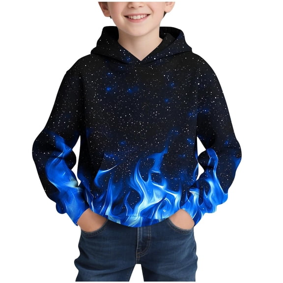 WOYY Toddler Boys Hoodie Fire Print Hooded Sweatshirt Casual Active Hoodies, Sizes 4-5T