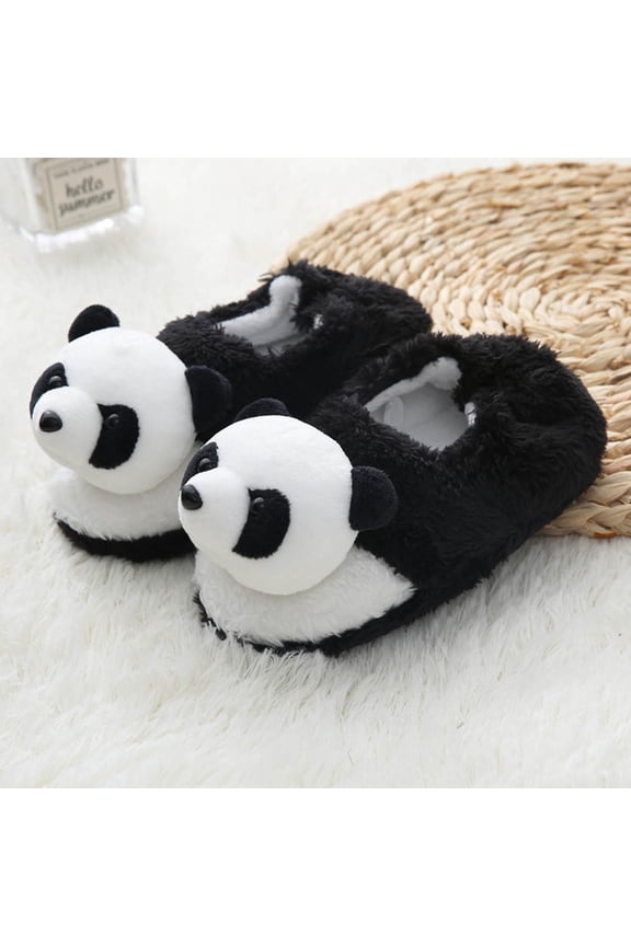 Toddler Boys House Slippers Winter Cute Panda Cozy Warm Comfortable Slip On Shoes