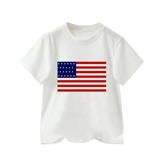 WOYY Toddler Boys Independence Day Graphic Tee Short Sleeve Cotton T-Shirt, Sizes 2-10