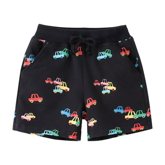 WOYY Toddler Boys Car Prints Knit Shorts Shorts Pull-On Casual Shorts, Sizes 1-7