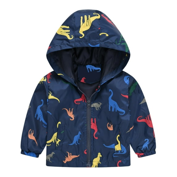 WOYY Toddler Boys Lightweight Windbreaker Cartoon Print Hooded Outerwear Jacket, Sizes 12M-5T