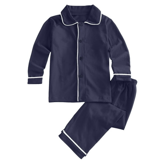 WOYY Toddler Boys Long Sleeve Button Down Shirt Pants Pajamas Soft Casual Pjs, Sizes 2-3T