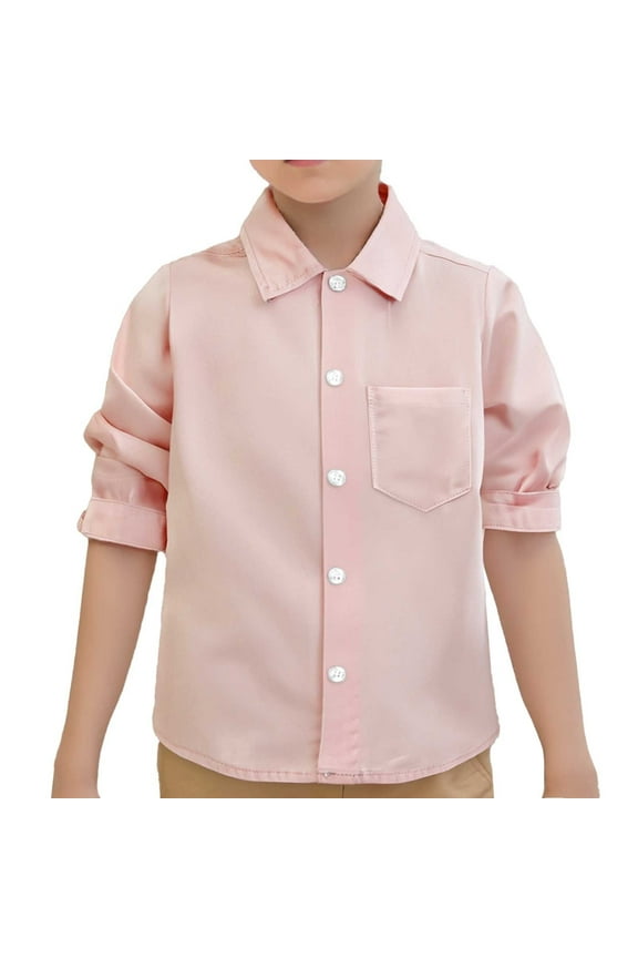 Toddler Boys Long Sleeve Button Up Shirt Solid Versatile Casual Shirt, Sizes 3-4T
