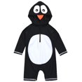 thumbnail image 1 of WOYY Toddler Boys Long Sleeve Cartoon Penguin Hooded One-Piece Swimsuit Swimwear Onesie, 1 of 4