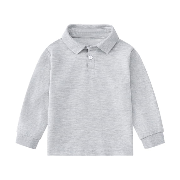 WOYY Toddler Boys Long Sleeve Casual Polo Shirt Solid Color School Uniform Tops Undershirt