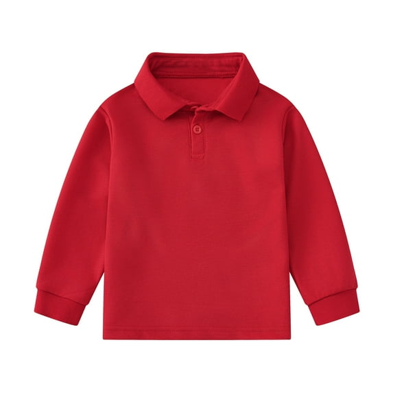 WOYY Toddler Boys Girls Long Sleeve Polo Shirt Casual Solid School Uniform, Sizes 2-3T