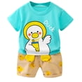 thumbnail image 1 of WOYY Toddler Boys Outfits Cartoon Print Short Sleeved T Shirt Shorts Set Summer Clothes Set, 1 of 3