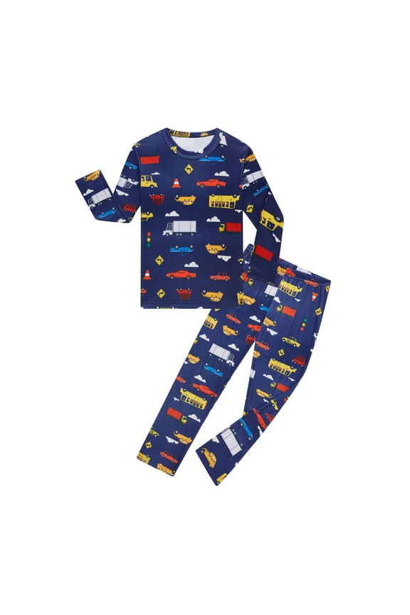 Toddler Boys Outfits Glow-In-The-Dark Long Sleeve Top Pants Sleepwear Set for Kids, Sizes 4-5T