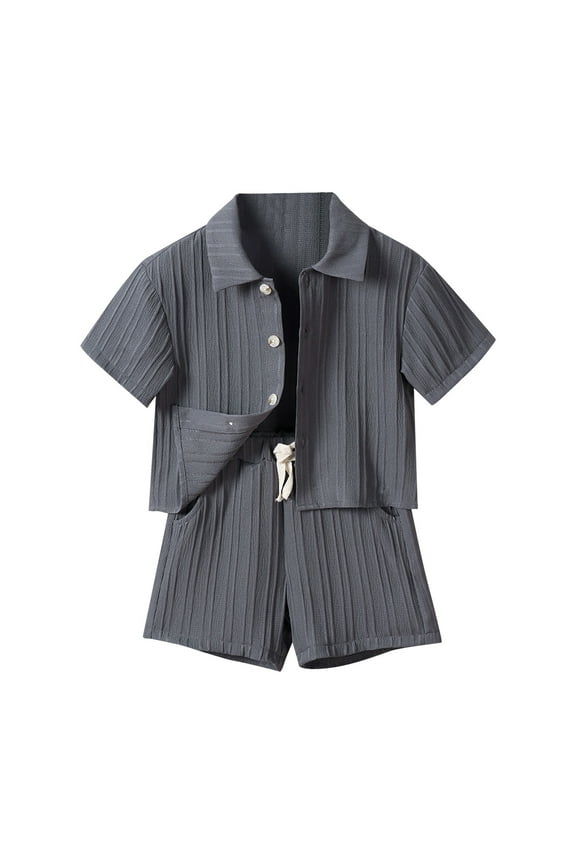 Toddler Boys Outfits Lightweight Short Sleeve Button-Down Shirt Shorts Set, Sizes 2-3T