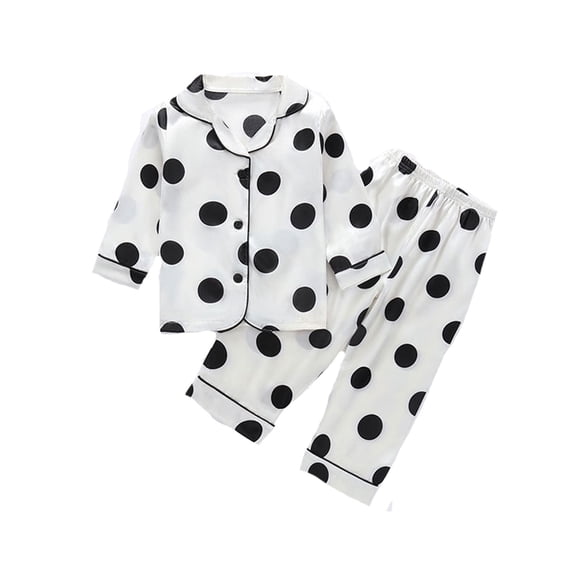 WOYY Toddler Boys Outfits Polka Dots Sleepwear Set Long Sleeve Button Shirt Pants Nightwear, Sizes 4-5T