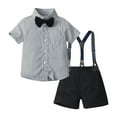 thumbnail image 1 of WOYY Toddler Boys Outfits Short Sleeve Button Down Shirt Suspender Shorts Set Children's Clothes Sets, Sizes 6M-6, 1 of 4