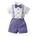 thumbnail image 1 of WOYY Toddler Boys Outfits Short Sleeve Button Shirt Suspenders Shorts Set, Sizes 2-3T, 1 of 3