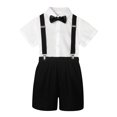 thumbnail image 1 of WOYY Toddler Boys Outfits Short Sleeved Button Shirt Suspenders Shorts Set, Sizes 2-3T, 1 of 5